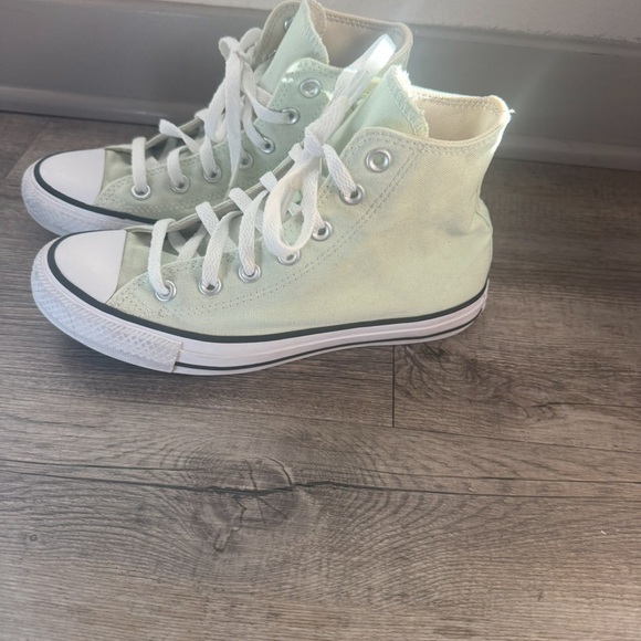 Women’s High-Top Sneakers - Light Green, Green Converse, Green Chucks - Picture 11 of 13